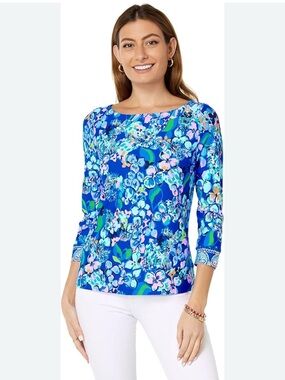 Lilly Pulitzer Blue Grotto Twilight/Tropics Chilly Lilly Everlynn Top Sz XL